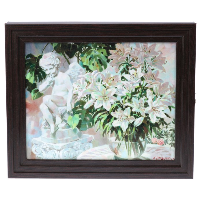 Ключница пирамида "Амур и лилии" Венге 30х25х5 см