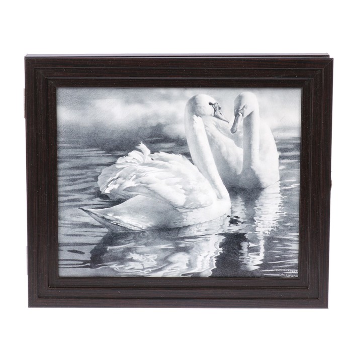 Ключница пирамида "Два лебедя" Венге 30х25х5 см