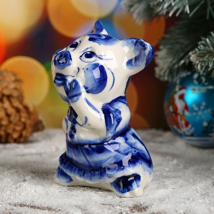 Сувенир «Свинка Шалунья», 11 см, гжель