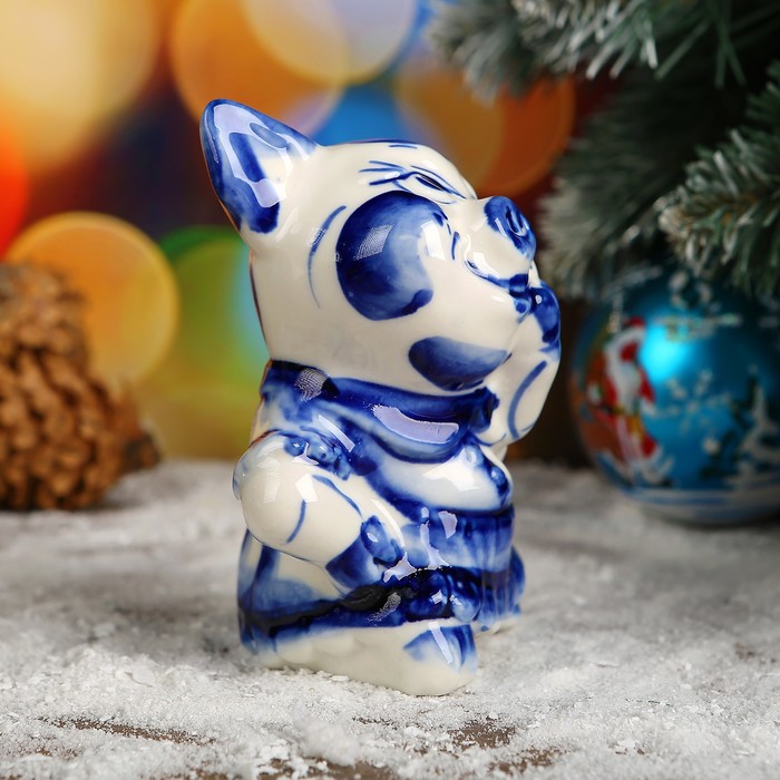 Сувенир «Свинка Шалунья», 11 см, гжель