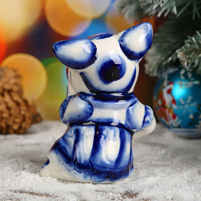 Сувенир «Свинка Шалунья», 11 см, гжель