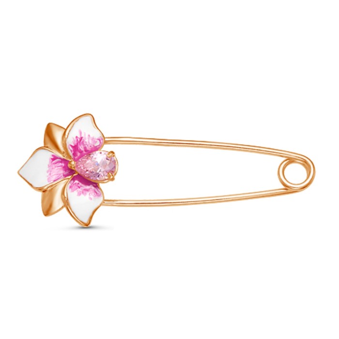 Булавка "Магнолия", позолота, 5,2см