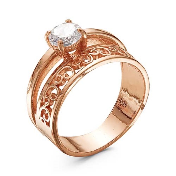 Кольцо "Дуэт", позолота, 16.5 размер