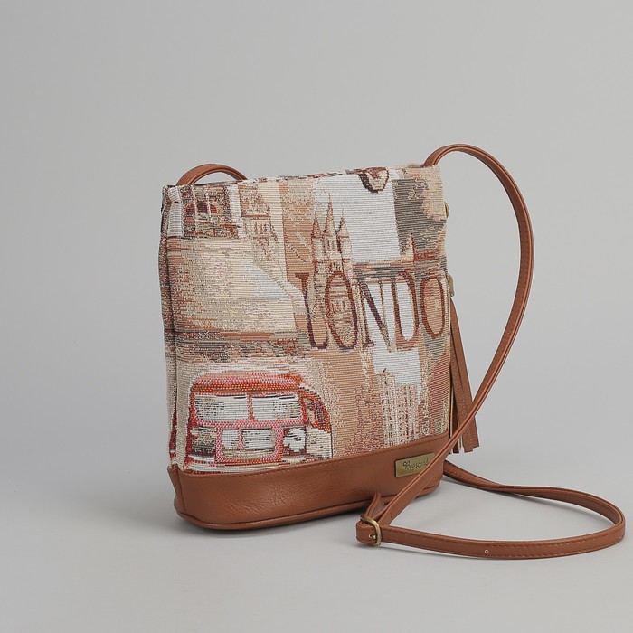 Сумка женская, 1 отдел на молнии, наружный карман, регулируемый ремень, цвет бежевый