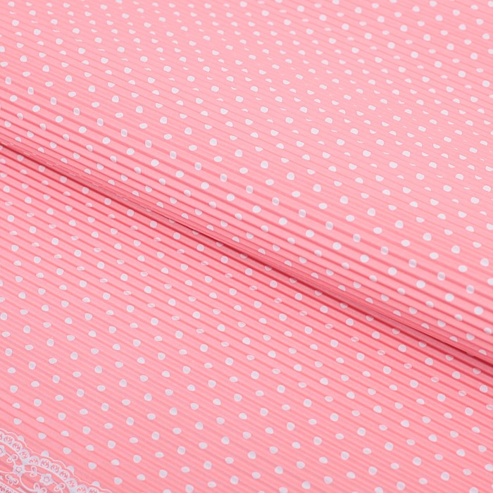 Бумага гофрированная "Белый горох", розовый, 50 х 70 см