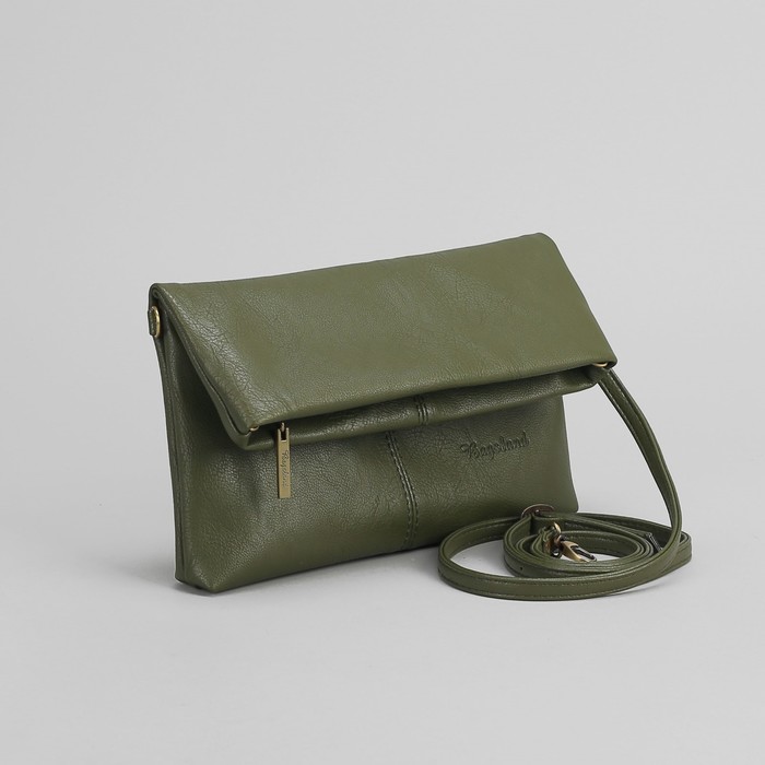 Сумка женская, отдел на молнии, наружный карман, длинный ремень, цвет оливковый