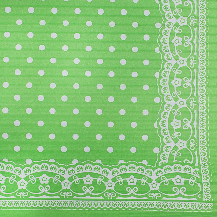 Бумага гофрированная "Белый горох", зелёный, 50 х 70 см