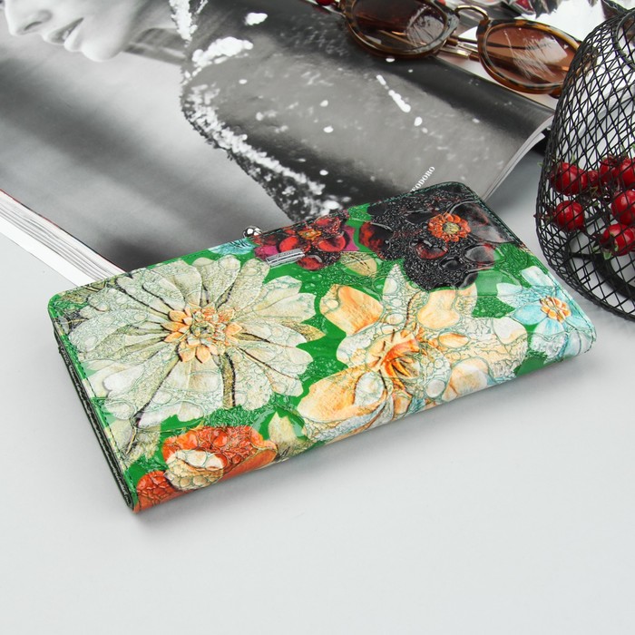 Кошелёк женский, 2 отдела, для карт, для монет, цвет зелёный