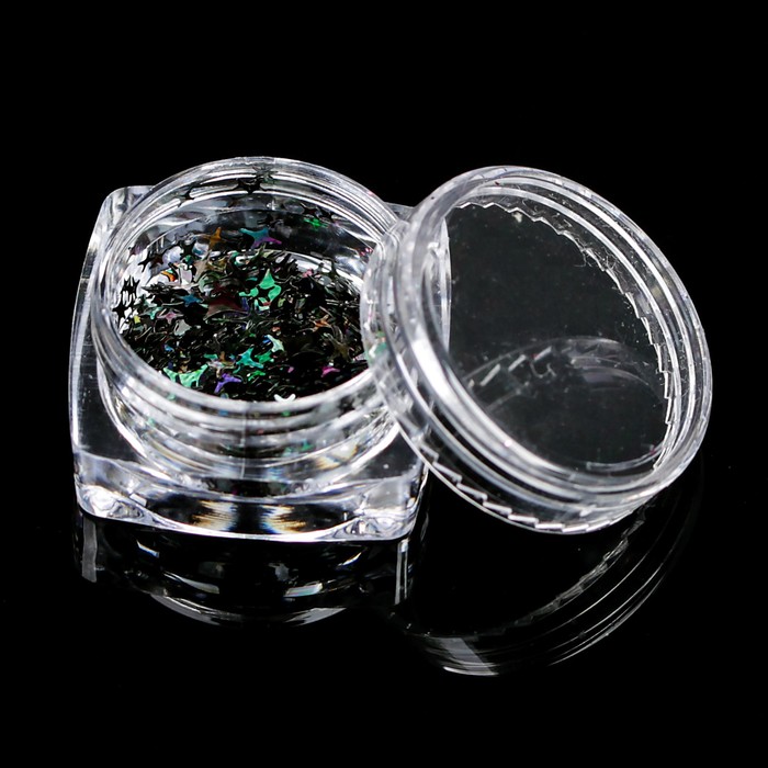 Пайетки "Звёзды" для декора ногтей, 3гр, цвет тёмно-серый