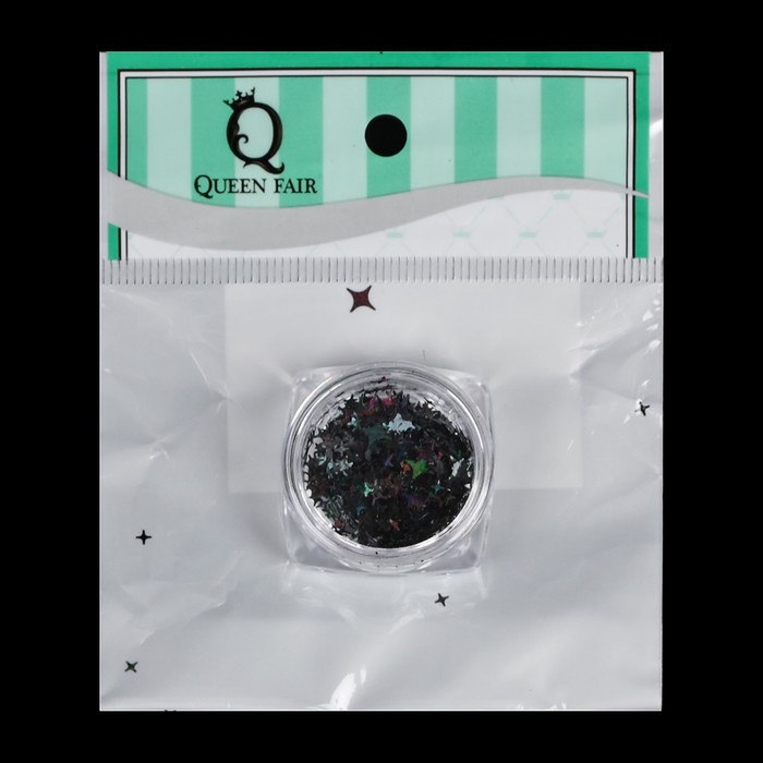 Пайетки "Звёзды" для декора ногтей, 3гр, цвет тёмно-серый