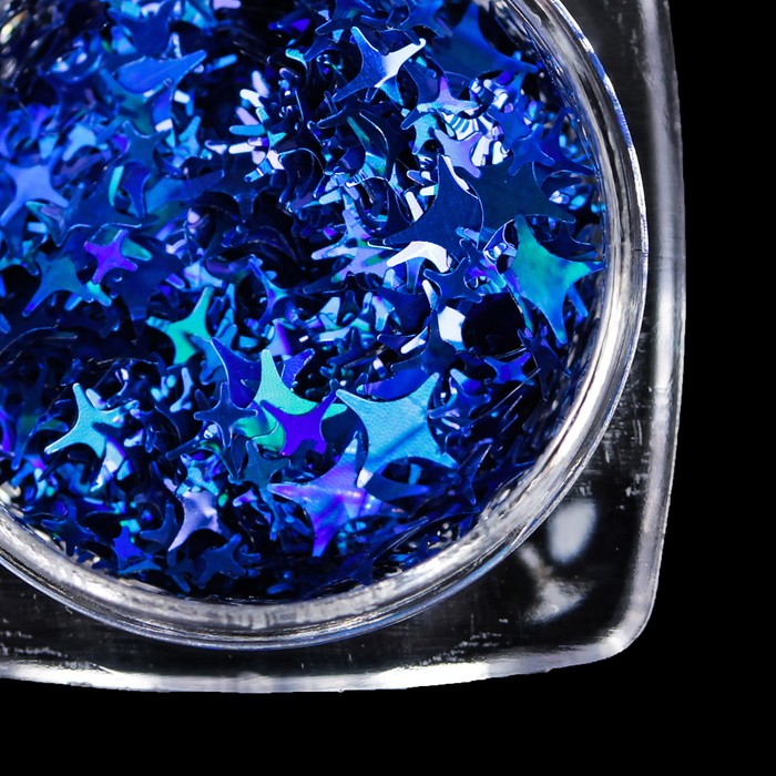Пайетки "Звёзды" для декора ногтей, 3гр, цвет синий