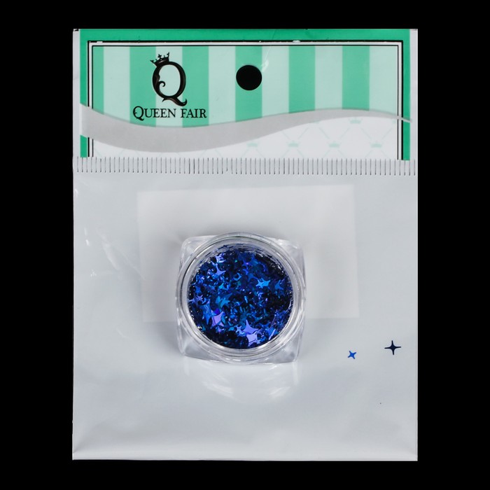 Пайетки "Звёзды" для декора ногтей, 3гр, цвет синий