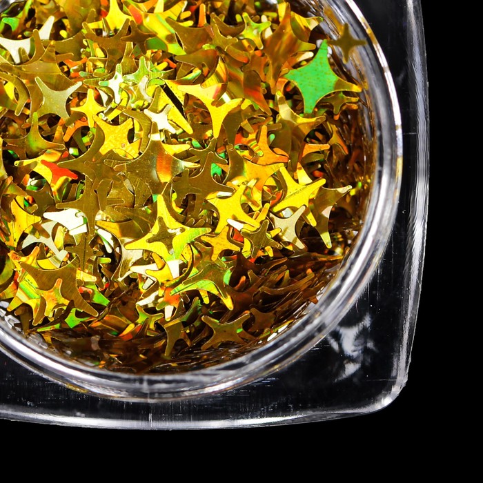 Пайетки "Звёзды" для декора ногтей, 3гр, цвет золотой