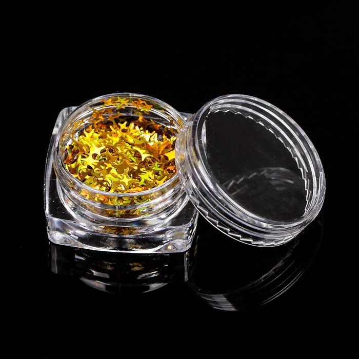 Пайетки "Звёзды" для декора ногтей, 3гр, цвет золотой