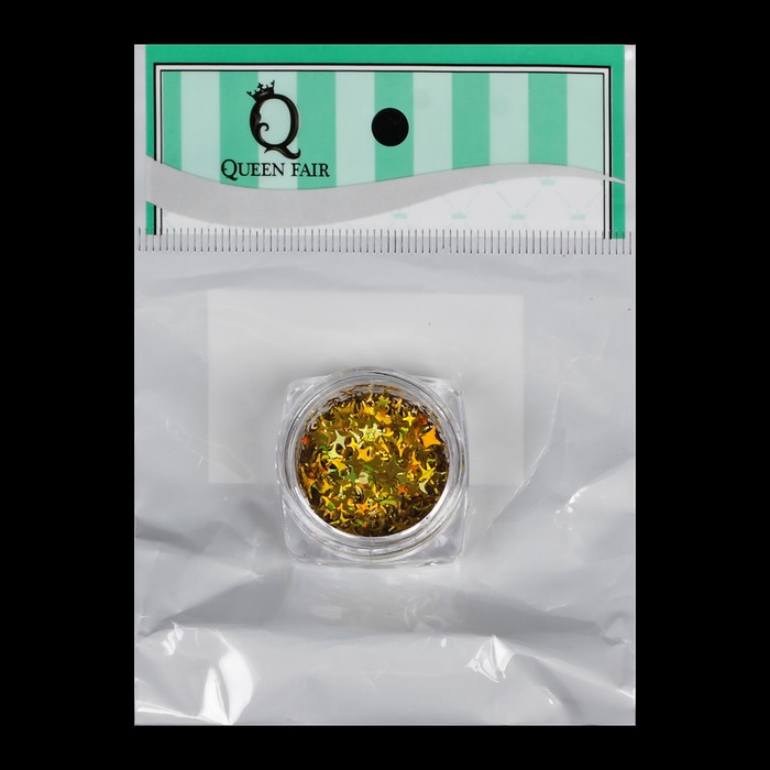 Пайетки "Звёзды" для декора ногтей, 3гр, цвет золотой