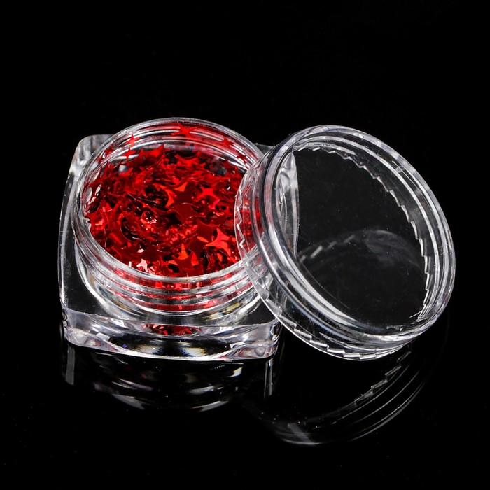 Пайетки "Звёзды" для декора ногтей, 3гр, цвет красный