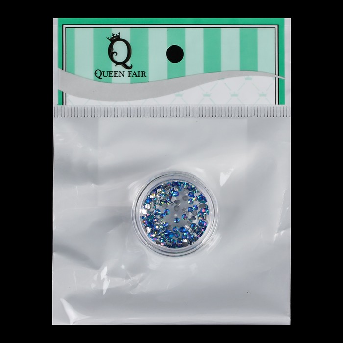 Стразы для декора ногтей, 2мм, 3гр, цвет синяя голография