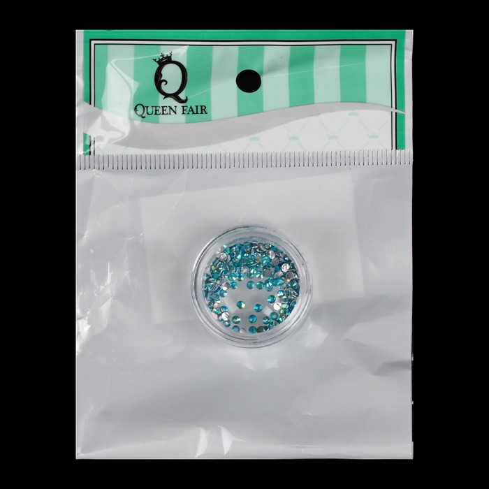 Стразы для декора ногтей, 2мм, 3гр, цвет голубая голография
