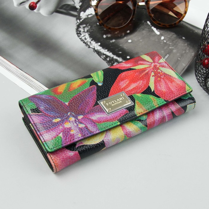 Кошелёк женский, 3 отдела, для карт, для монет, цвет чёрный