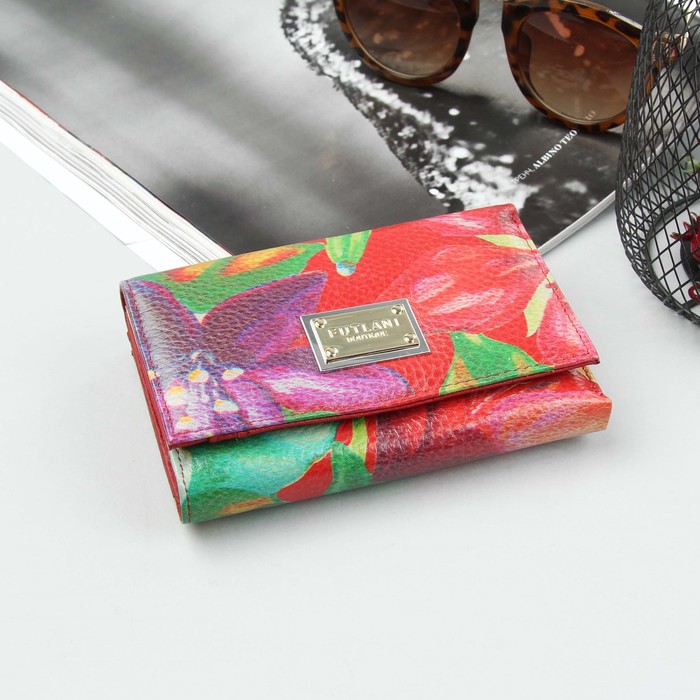 Кошелёк женский, 2 отдела, для карт, для монет, цвет красный