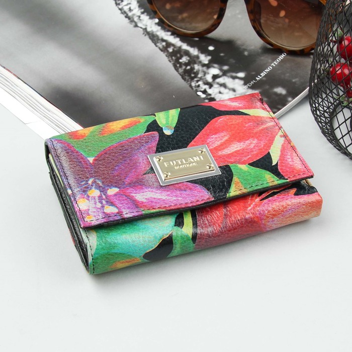 Кошелёк женский, 2 отдела, для карт, для монет, цвет чёрный