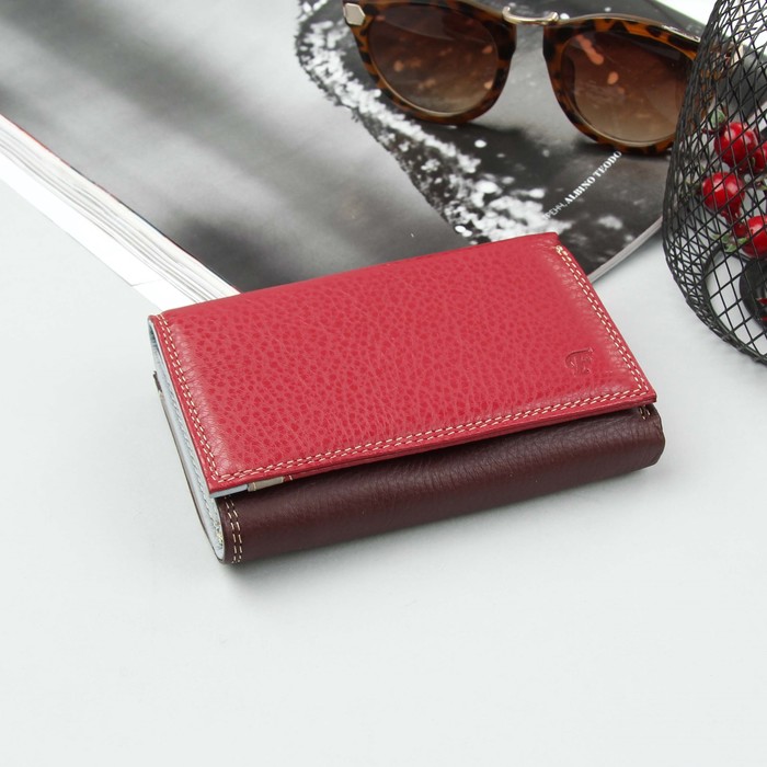 Кошелёк женский, 3 отдела, для карт, для монет, бордо/фиолетовый