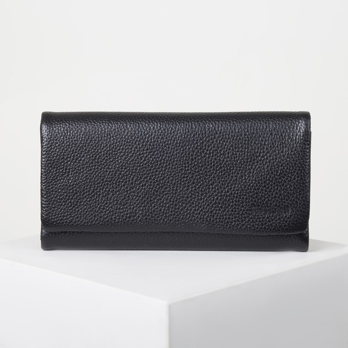 Кошелёк женский, 2 отдела, для карт, для монет, наружный карман, цвет чёрный