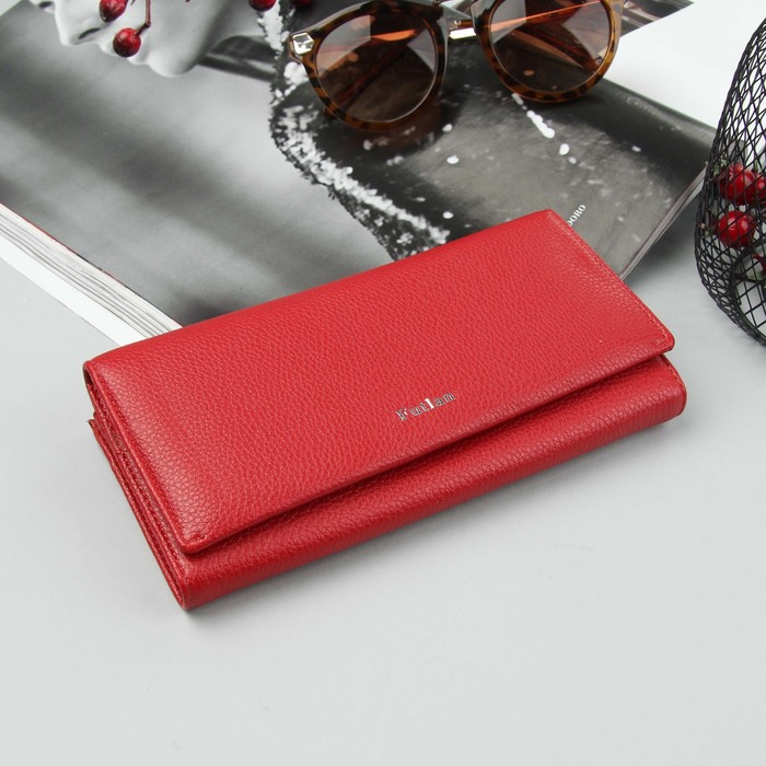 Кошелёк женский, 2 отдела рамка, 4 отдела, для карт, цвет бордовый