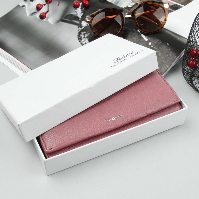 Кошелёк женский, 2 отдела рамка, 4 отдела, для карт, цвет розовый