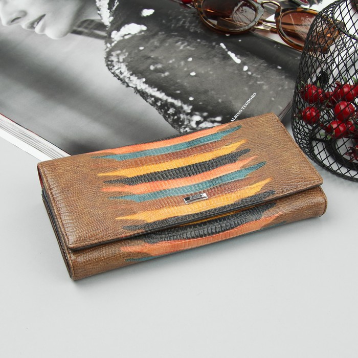 Кошелёк женский, 2 отдела рамка, 3 отдела, для карт, для монет, цвет кофе