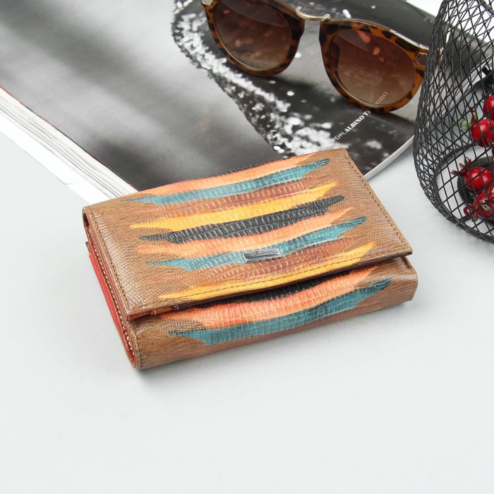 Кошелёк женский, отдел рамка, 3 отдела, для карт, для монет, цвет кофе