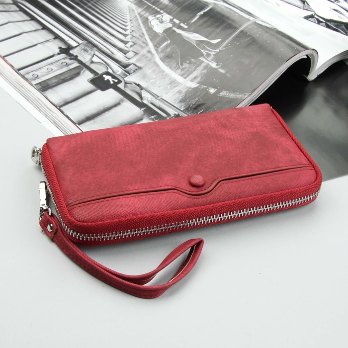 Кошелёк женский, 3 отдела, для карт, для монет, 2 наружных кармана, с ручкой, цвет коралловый