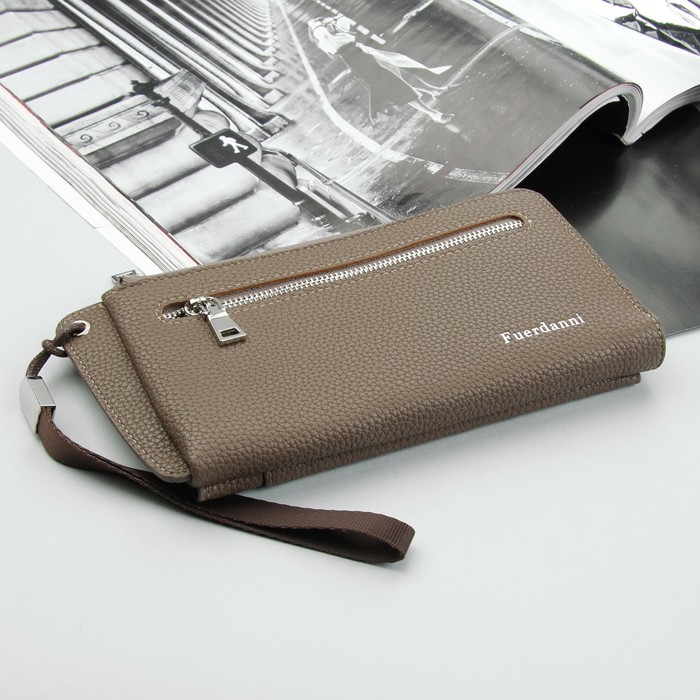 Кошелёк женский, отдел, для карт, наружный карман, с ручкой, цвет хаки