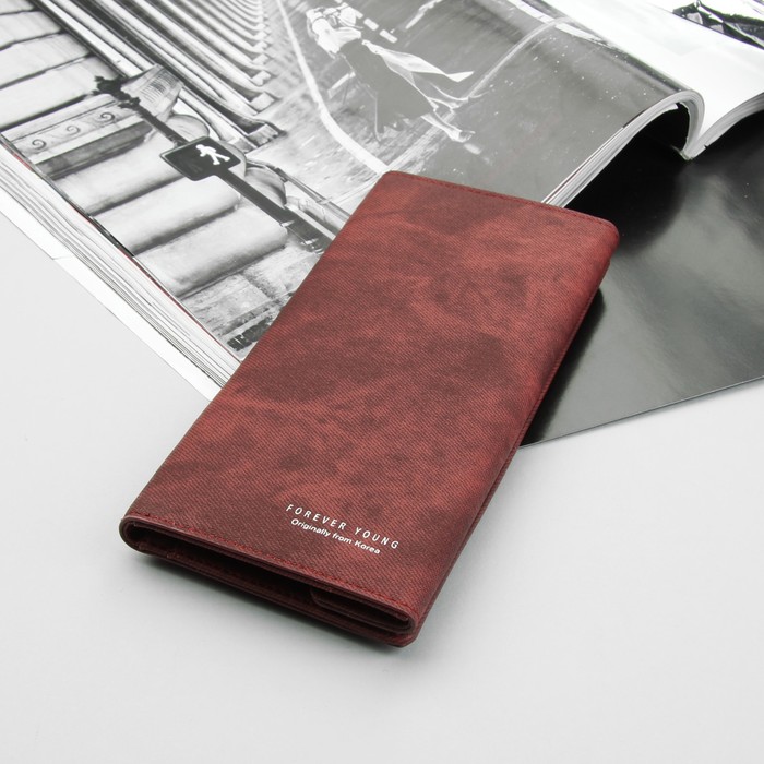 Кошелёк женский, 4 отдела, для карт, для монет на магните, наружный карман, цвет бордовый