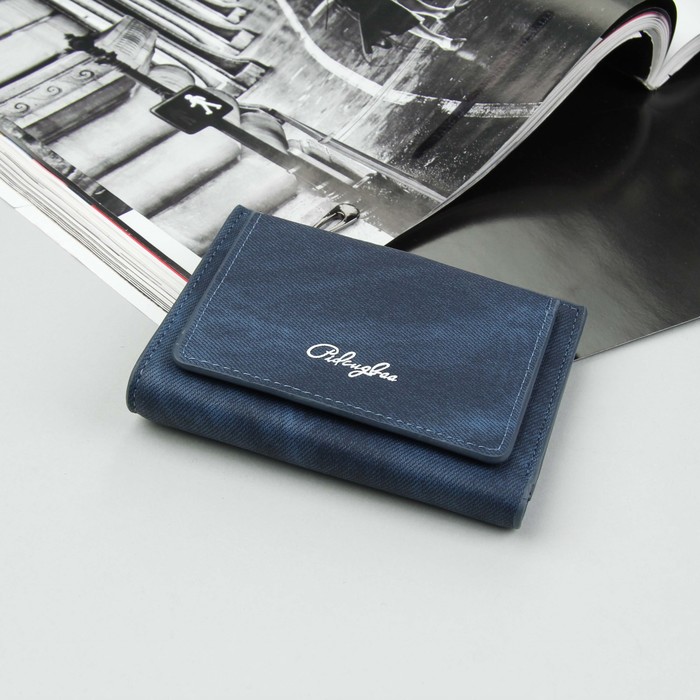 Кошелёк женский, 2 отдела, для карт, для монет, наружный карман, цвет синий