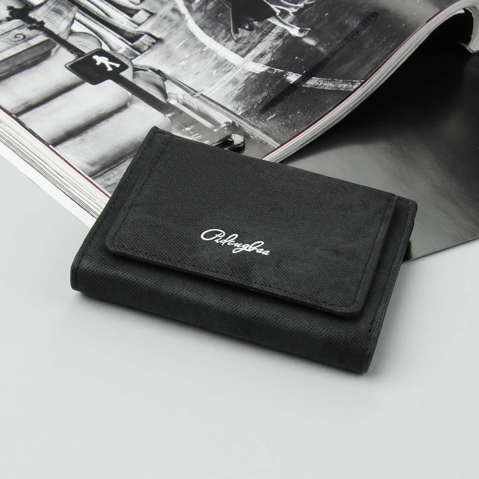 Кошелёк женский, 2 отдела, для карт, для монет, наружный карман, цвет чёрный