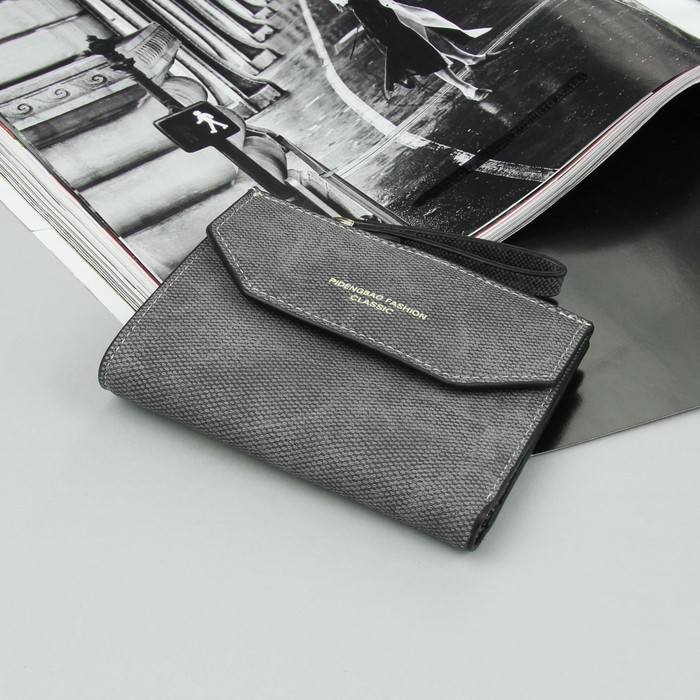 Кошелёк женский, 2 отдела, для карт, для монет, наружный карман, цвет серый