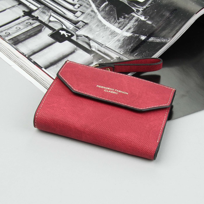 Кошелёк женский, 2 отдела, для карт, для монет, наружный карман, цвет красный