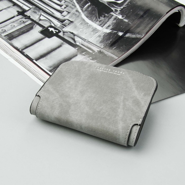 Кошелёк женский, для кредиток, отдел для монет, на кнопке, цвет серый