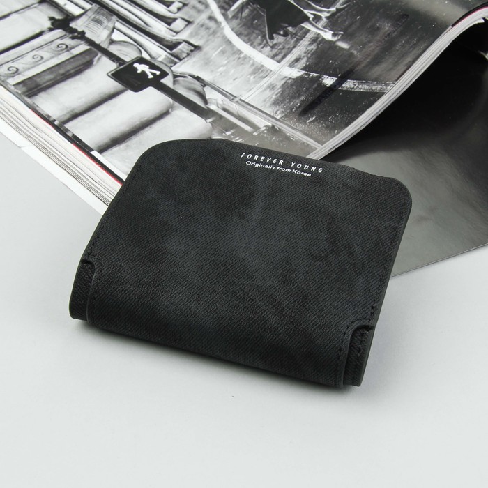 Кошелёк женский, для кредиток, отдел для монет, на кнопке, цвет чёрный