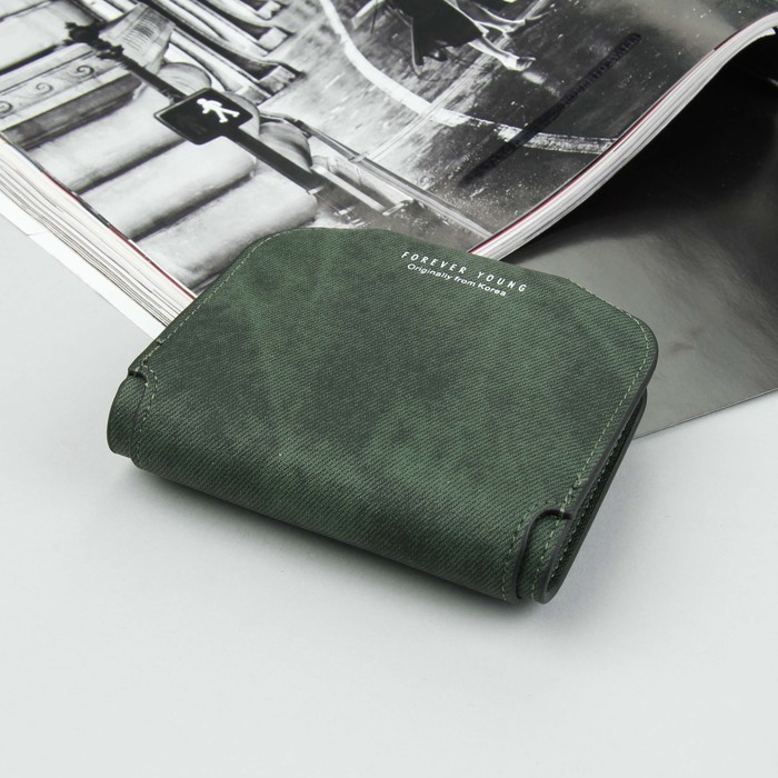 Кошелёк женский, отдел, для карт, для монет, на кнопке, цвет зелёный