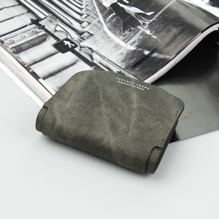 Кошелёк женский, для кредиток, отдел для монет, на кнопке, цвет тёмно-серый