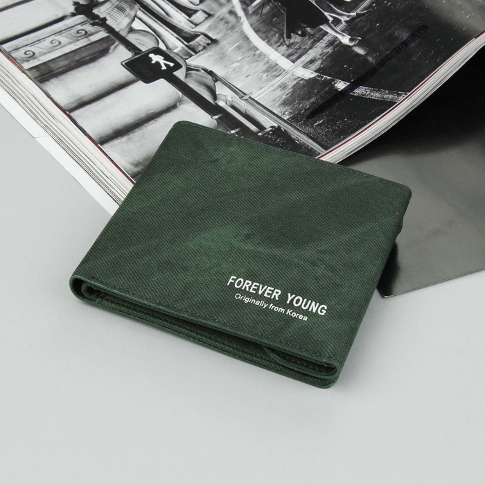 Кошелёк женский, 2 отдела, для карт, на магните, наружный карман, цвет зелёный