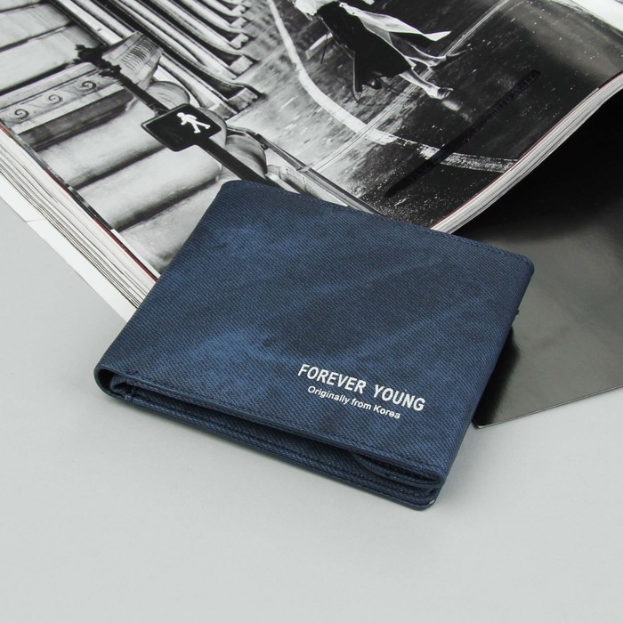 Кошелёк женский, 2 отдела, для карт, на магните, наружный карман, цвет синий