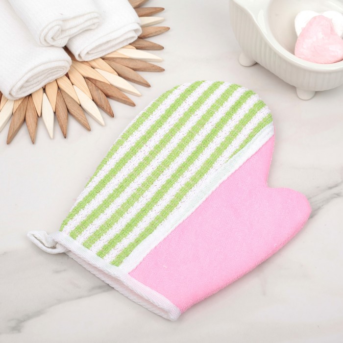 Мочалка-варежка массажная 21х17,5 см, сизаль, цвет МИКС