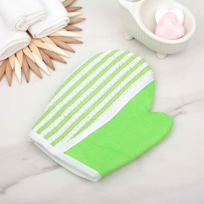 Мочалка-варежка массажная 21х17,5 см, сизаль, цвет МИКС