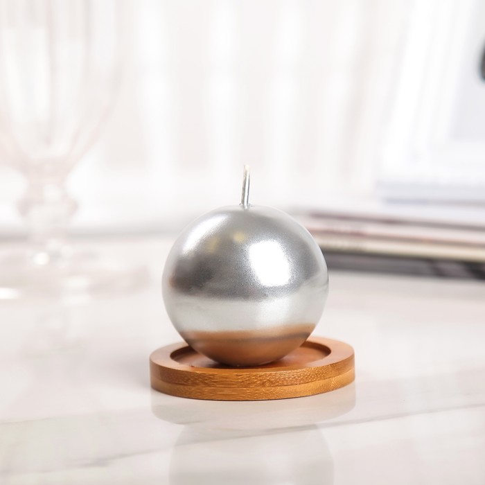 Свеча "Шар", серебрянная, 6×6см