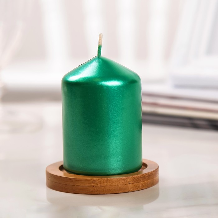Свеча "Столбик", зелёный металлик, 5,5×8см