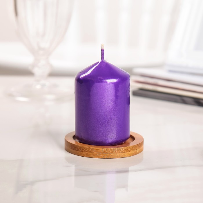 Свеча "Столбик", фиолетовый металлик, 5,5×8см
