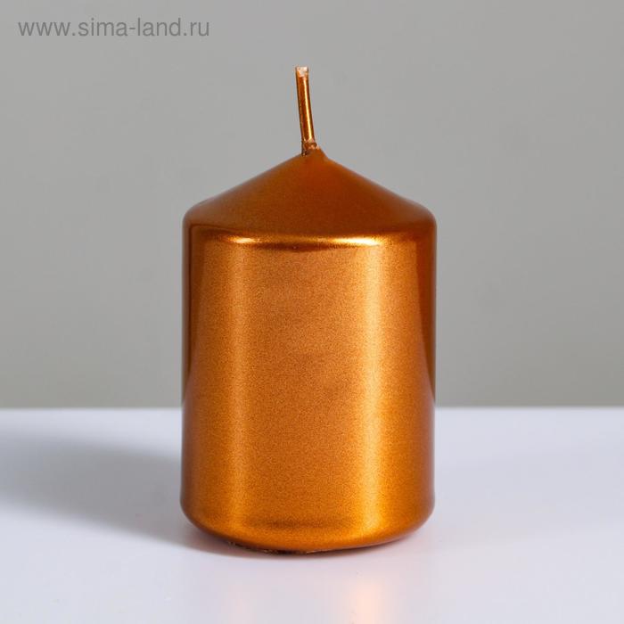 Свеча Столбик, кофейно-золотая, 5,5×8см
